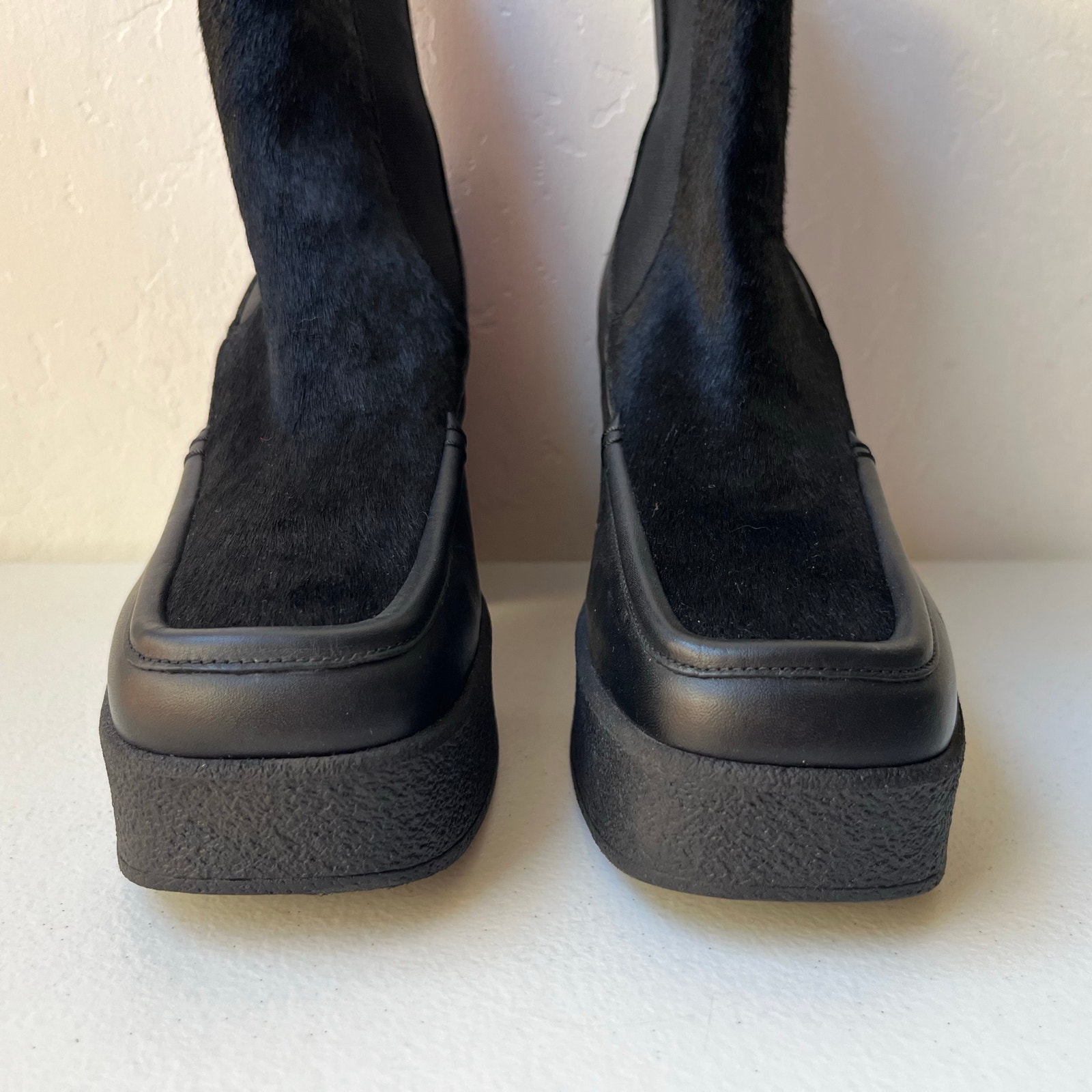 Castaer Emmet Leather Calf Hair Platform Ankle Boots Black Size Eu 38/Us 7.5 — image 3 of 8